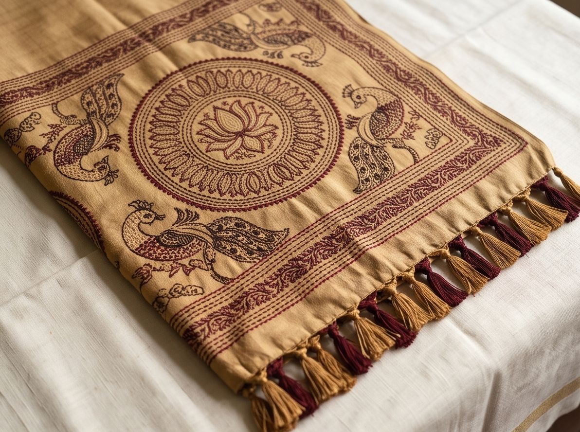 Mayur design: peacocks around a lotus medallion